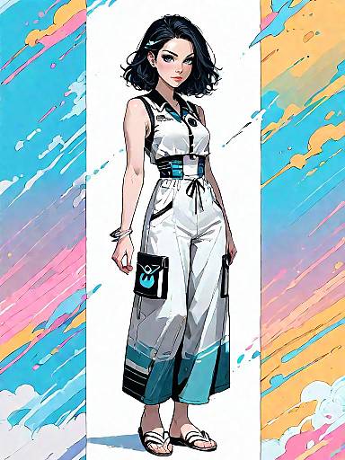 Bohemian Woman in Sleeveless Jumpsuit