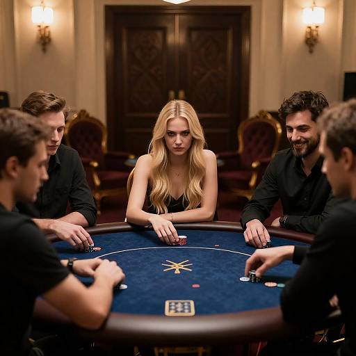 Intense Poker Game at Ornate Table