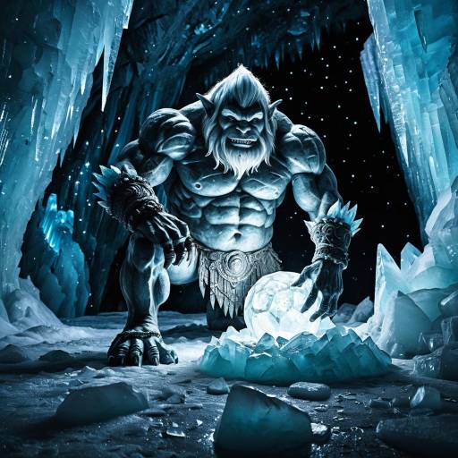 Fantasy Troll Sculptor in Ice Cavern