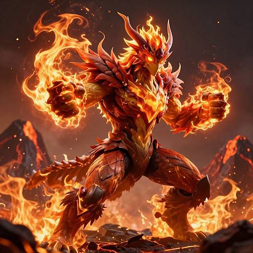Blaziken in Fiery Volcanic Battle Stance