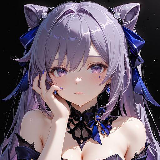 Opulent Keqing Portrait with Elegant Flair