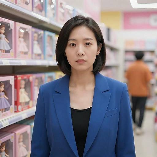 Asian Woman in Toy Store Aisle