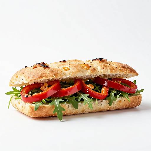 Vibrant Roasted Pepper Focaccia Sandwich