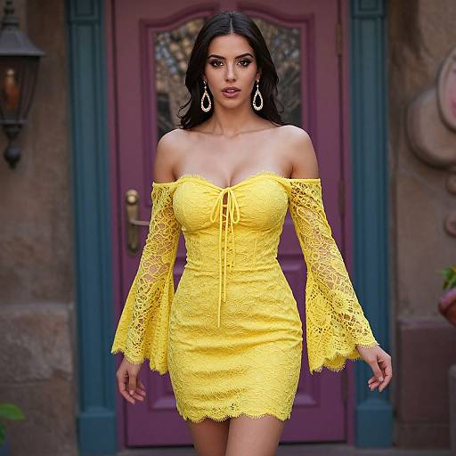 Playful Elegance in Yellow Lace
