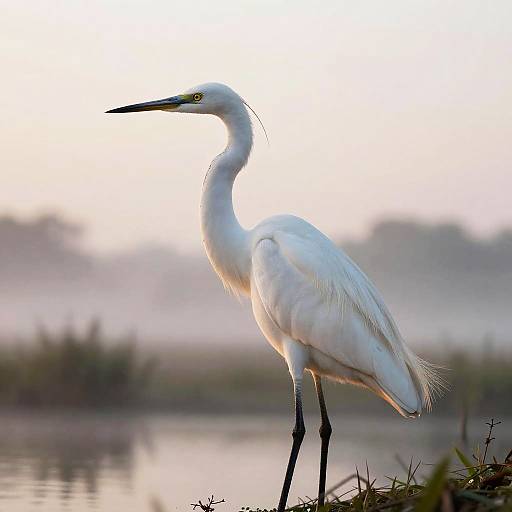 Graceful Egret in Tranquil Wetland