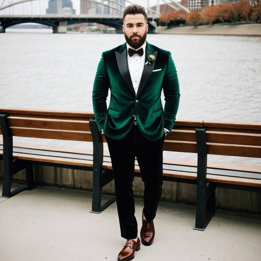 Man in Green Velvet Blazer by Riverfront
