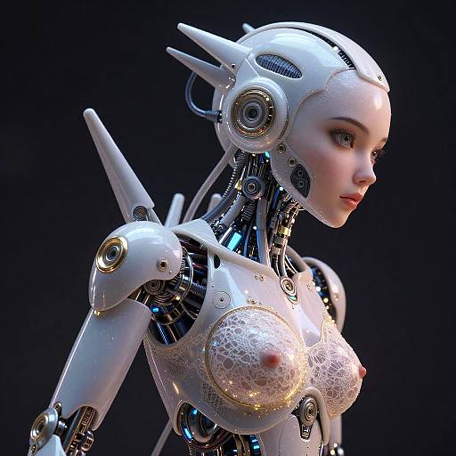 Hyperrealistic Cyberpunk Android Portrait