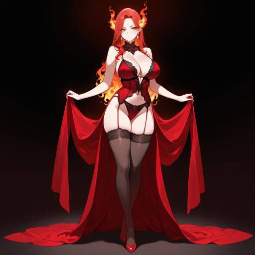 Elegant Lady in Lingerie with Fiery Hair Elegant Lady in Lingerie with Fiery Hair