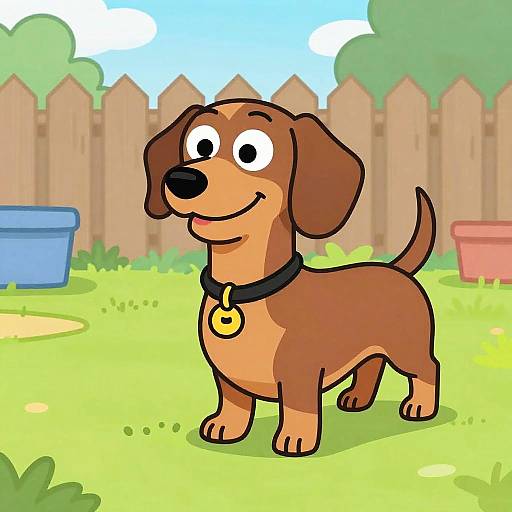 Playful Cartoon Dachshund with Long Legs