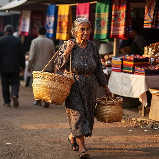 Elderly Woman in Vibrant Marketplace