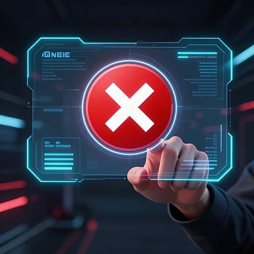 Photograph of a hand pointing at a glowing red 