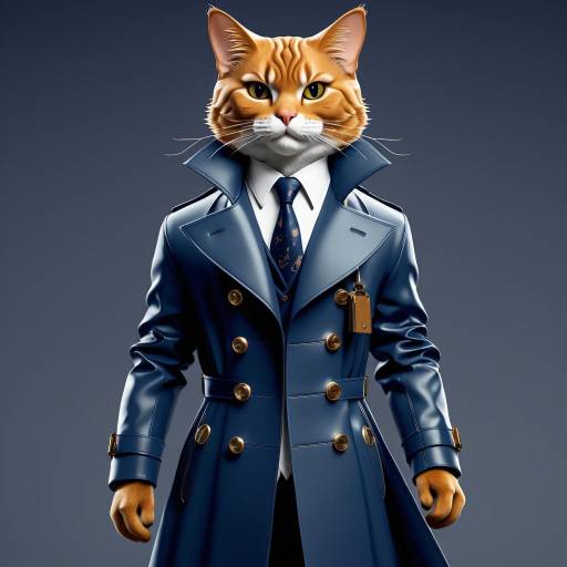 Anthropomorphic Cat in Stylish Trench Coat