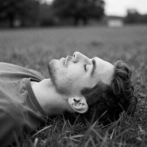 Calm Man Lying on Grass in Nature
