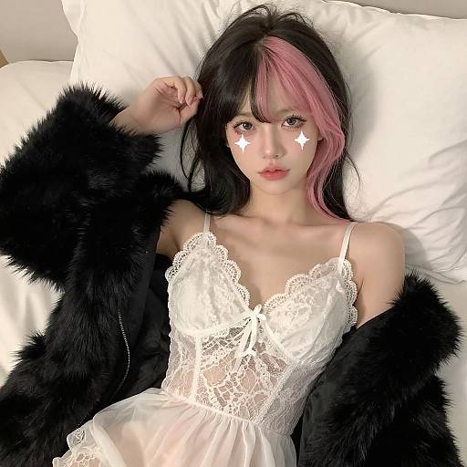 Stylish Woman with Star Pixelated Face