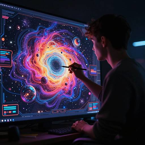 Futuristic Digital Artist Painting Cosmos