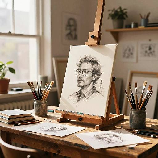 Cozy Artist's Studio in Warm Light