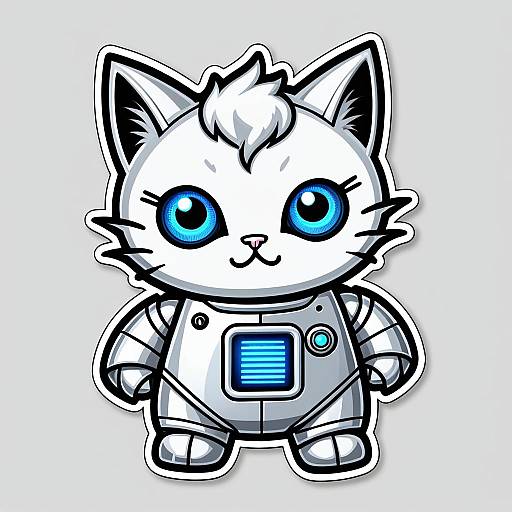 Androgynous Kitty Robot Sticker