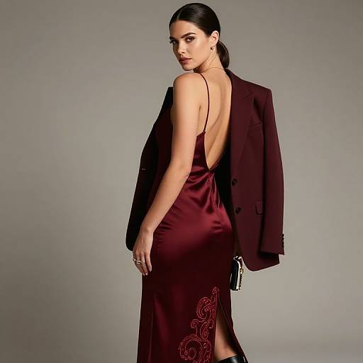 Elegant Burgundy Silk Slip Dress Look