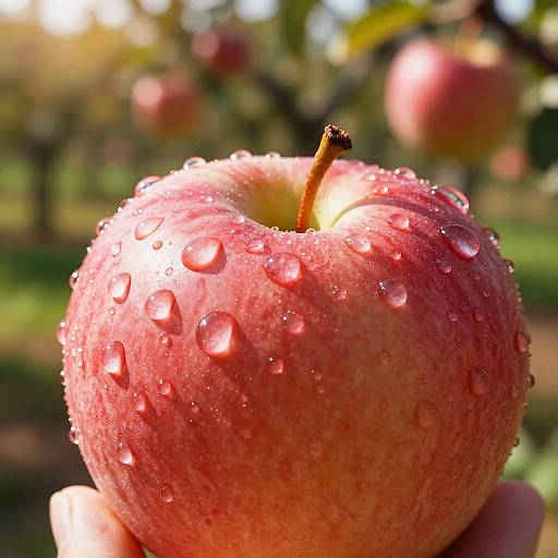 Close-Up Red Apple with Water Droplets