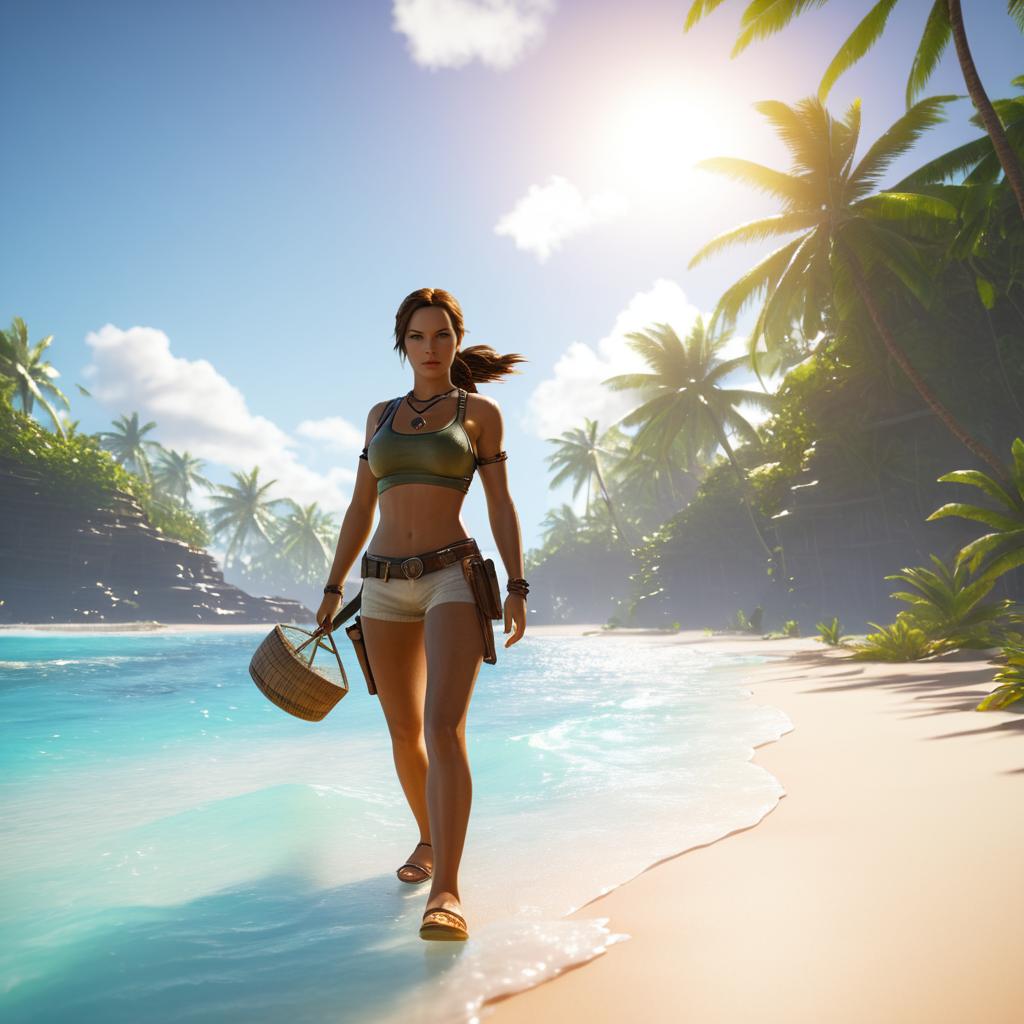 Lara Croft's Hawaiian Beach Adventure