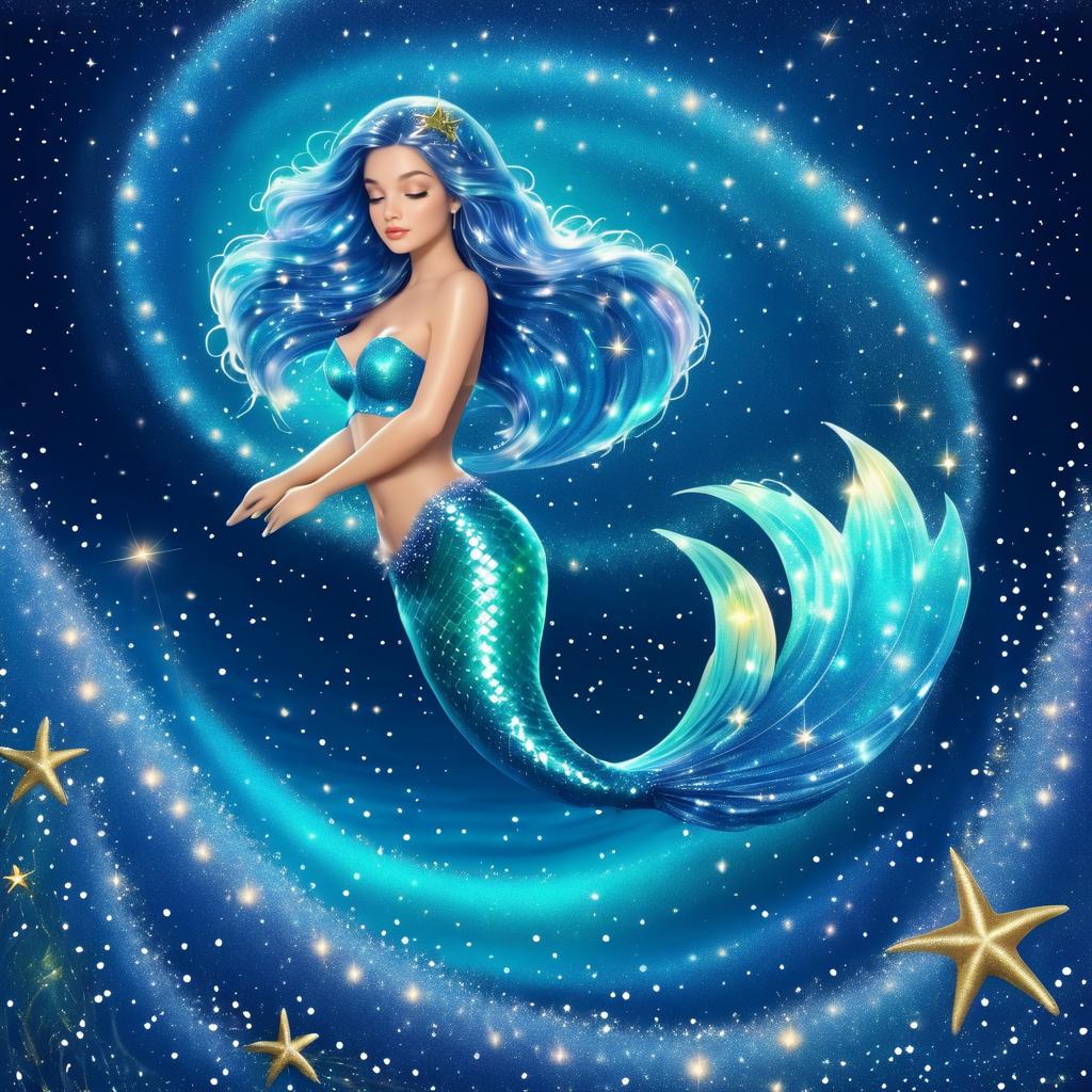 Enchanted Mermaid Beneath Starry Waves