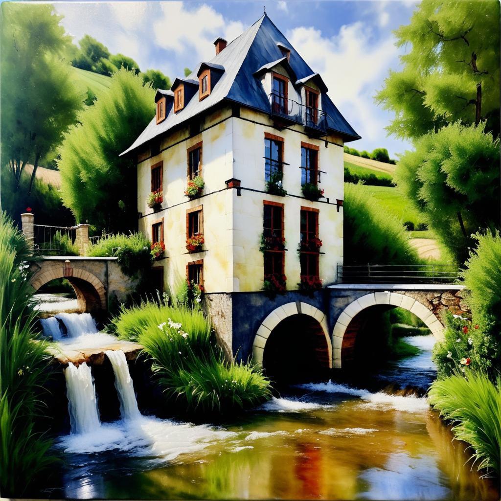 Realistic Encaustic Painting of Moulin