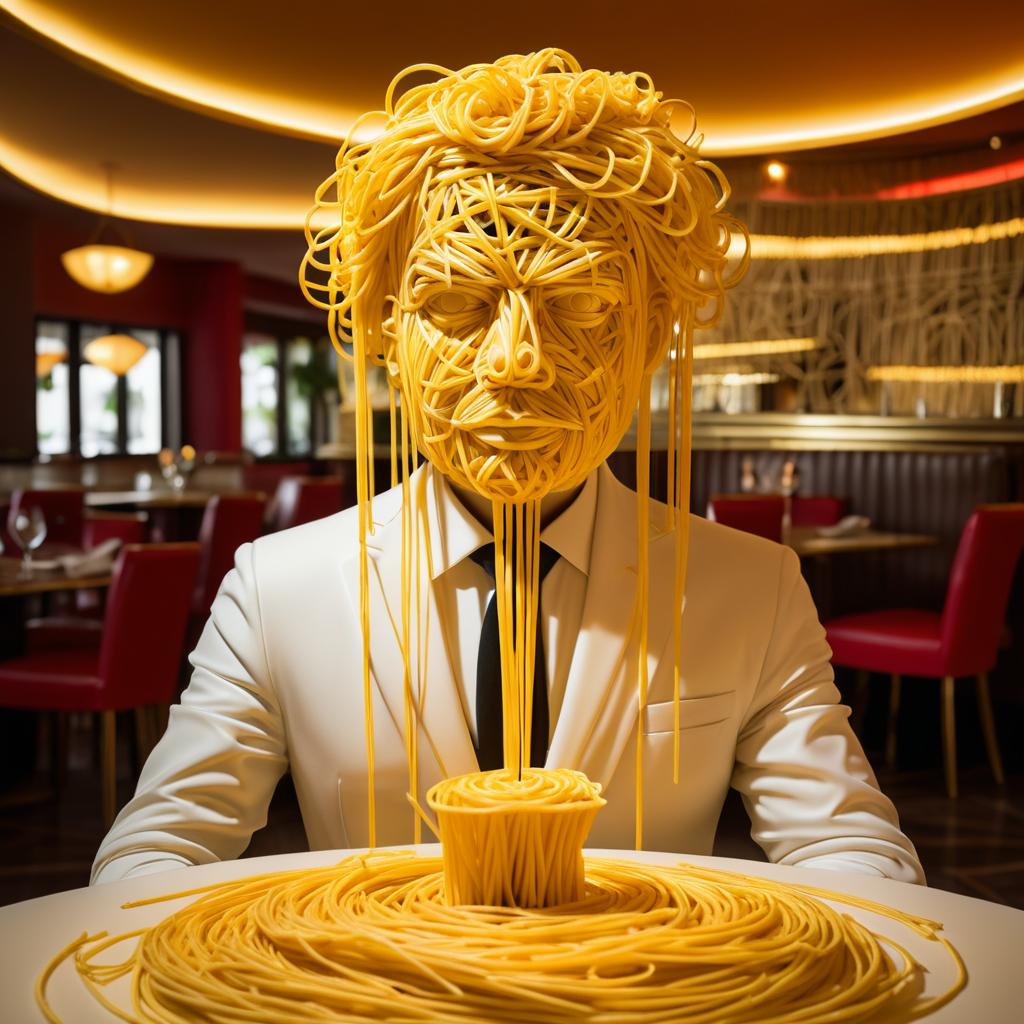 Spaghetti Sculpture in Upscale Dining