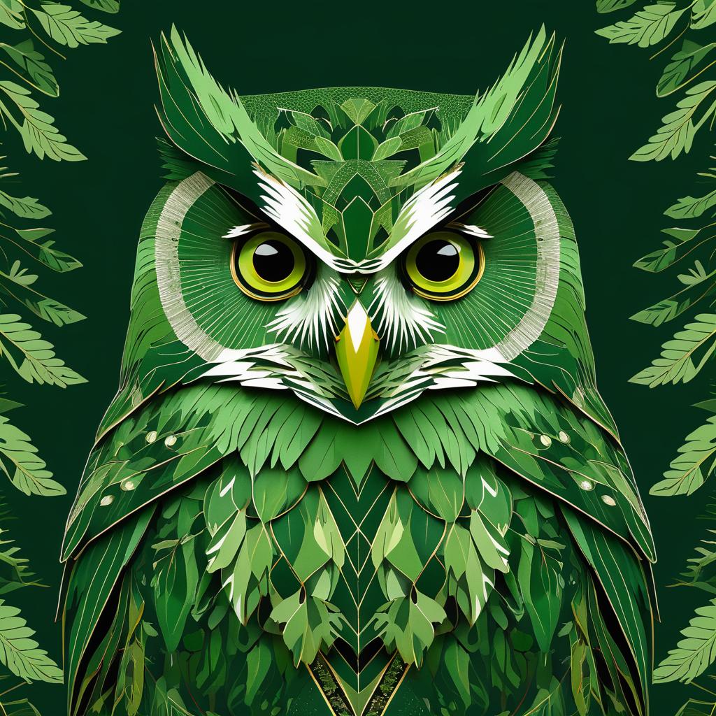 Wise Old Owl in Deep Forest Tones