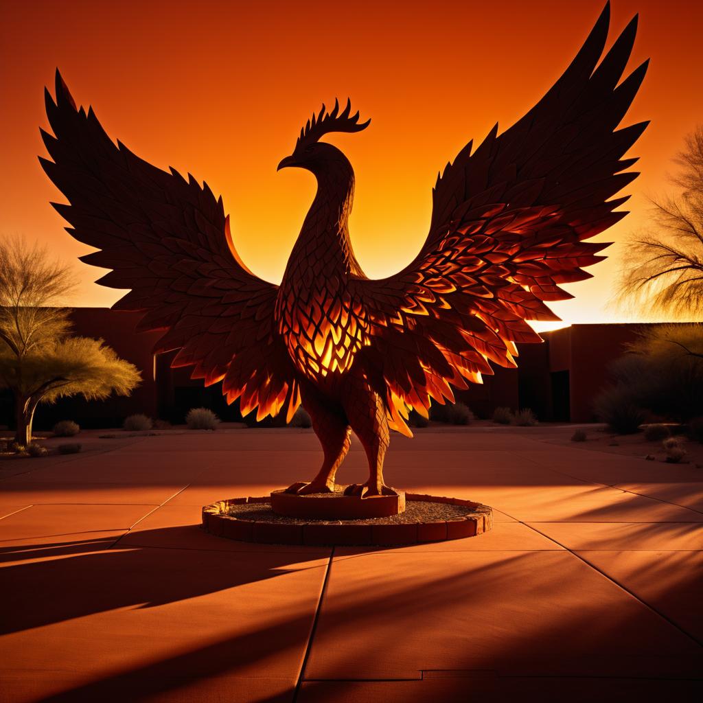 Majestic Phoenix Amidst Sunset Shadows