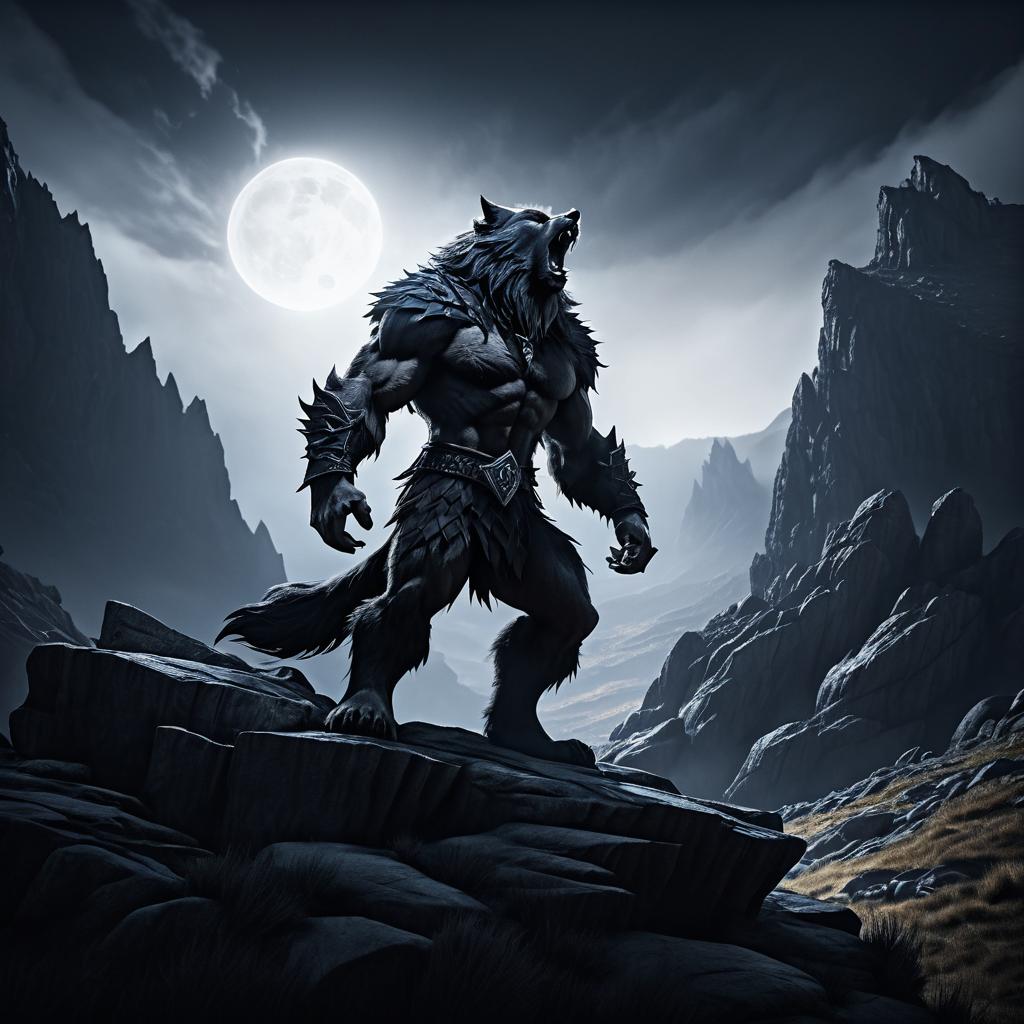 Cinematic Werewolf in Enchanted Mountains