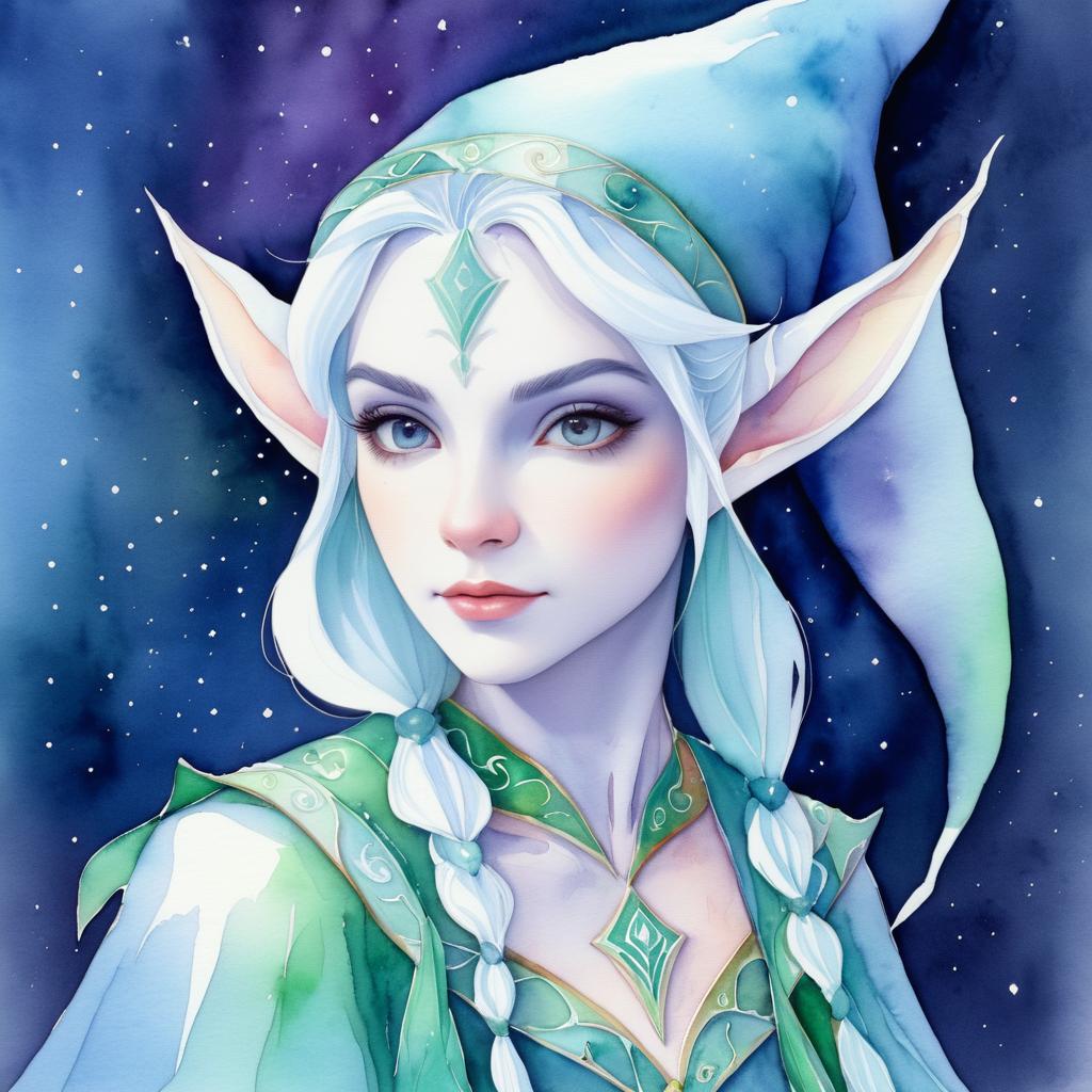 Watercolor Elf Illustration with Ambient Lighting