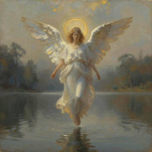 Faceless Angel Above Tranquil Lake