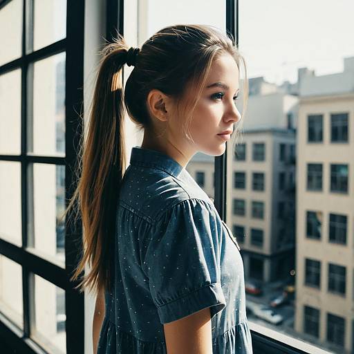 Teenage Girl with Double Ponytail
