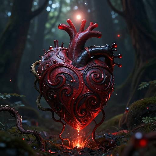Mystical Heart in Dark Forest