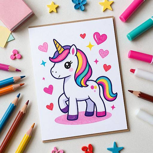 Whimsical Unicorn Valentine's Card