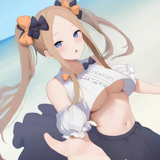 Anime Girl with Twin Tails at Seaside