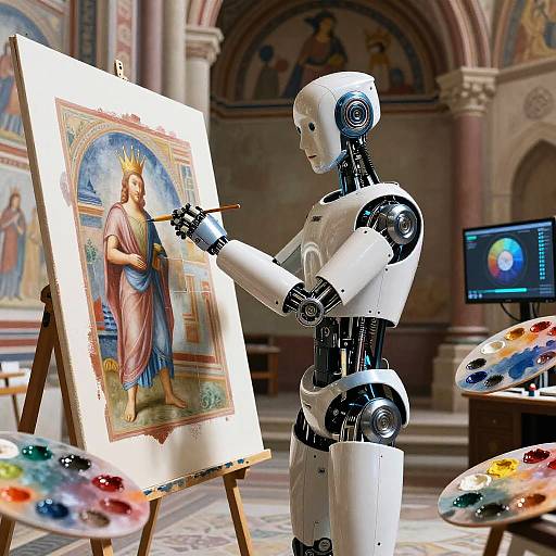 AI Robot Restoring Medieval Fresco