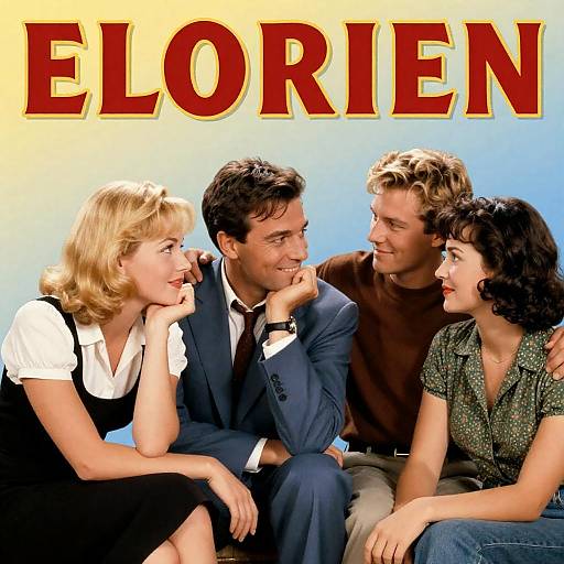 Vintage Movie Poster with Four People