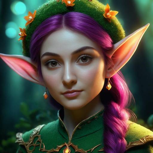 Enchanting Elf Portrait in Vibrant Forest Enchanting Elf Portrait in Vibrant Forest