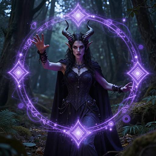 Tiefling Witch Casting Powerful Spell