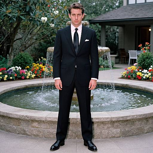 Elegant Man in Garden Courtyard