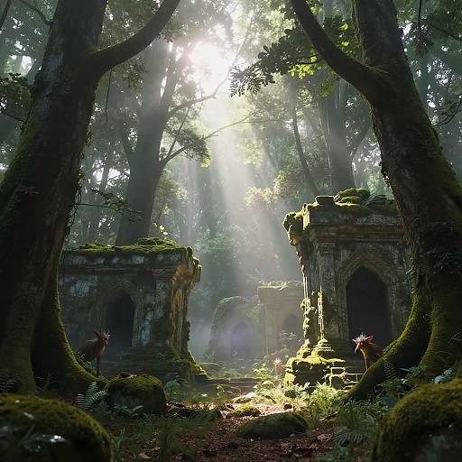 Mystical Forest Clearing at Dawn