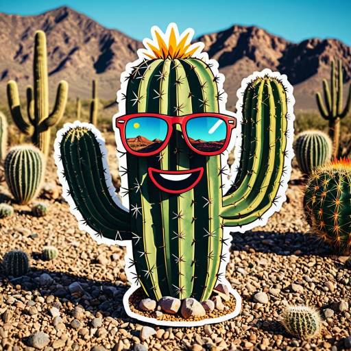 Smiling Cactus Sticker in Desert