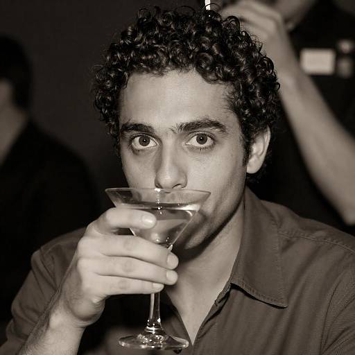 Vintage Man with Martini in Sepia