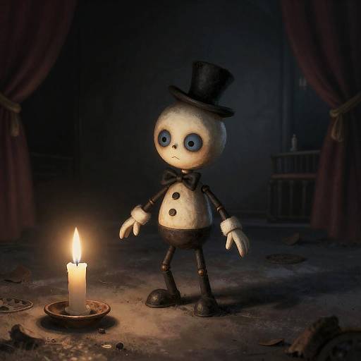 Lonely Ventriloquist Dummy in Candlelit Vaudeville