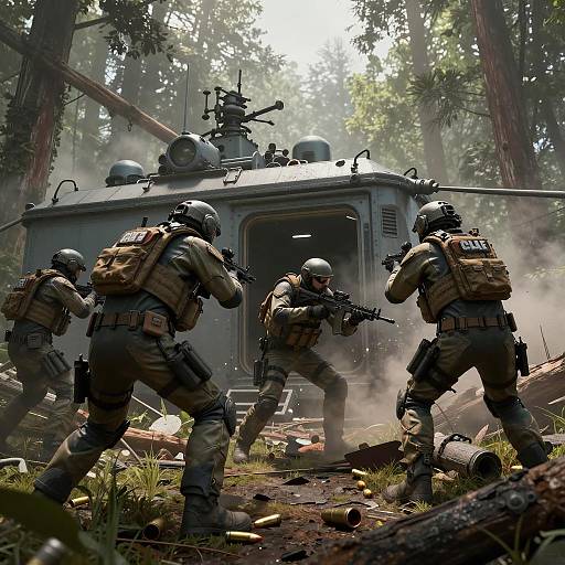 Tactical Last Stand in Foggy Forest