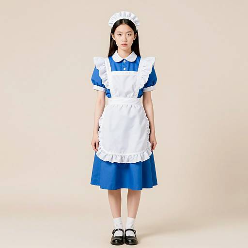 Elegant Asian Model in Maid Costume