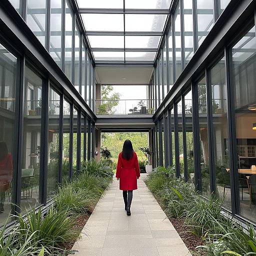 Modern Architecture with Woman in Red