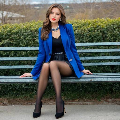 Elegant woman sitting on park bench