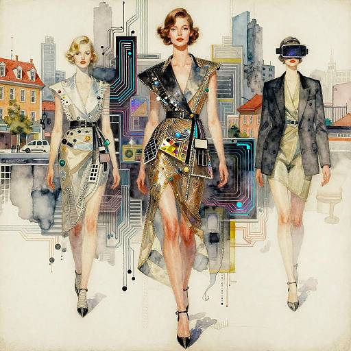 Vintage Futuristic Urban Flâneuse Art